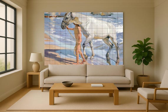 Mural de azulejos de baño con caballos de Sorolla — vista 4