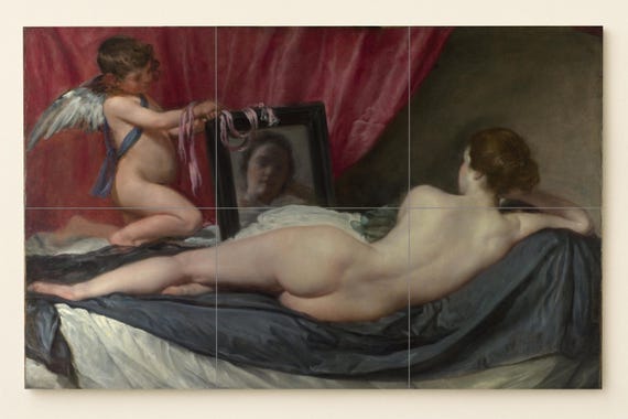 Mural de cerámica de Venus en su espejo — vista 4