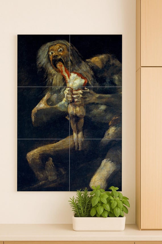 Mural de cerámica "Saturno devorando a su hijo" - Arte mural de Goya, romanti… — vista 2
