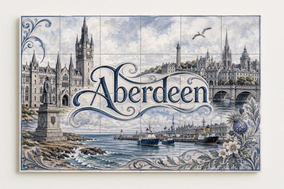 Mural de azulejos de cerámica de Aberdeen, arte mural costero escocés, decora… — vista 4