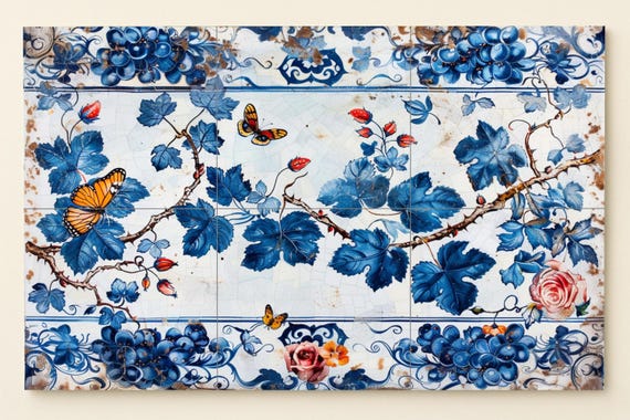 Mural de azulejos de parra azul — vista 3