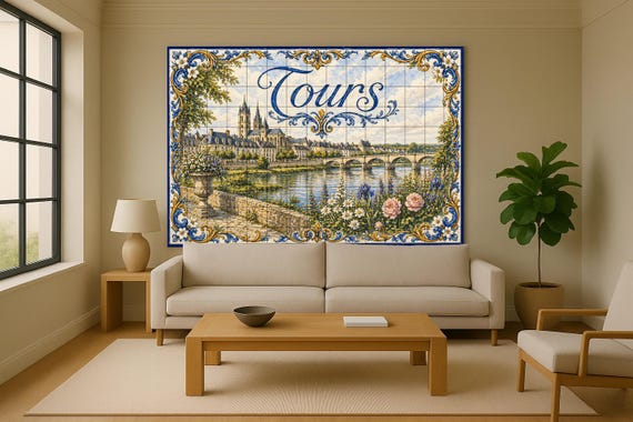 Mural de azulejos de cerámica de Tours, arte mural del Valle del Loira con ar… — vista 2