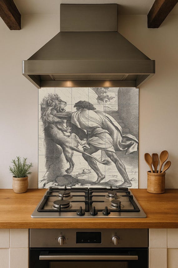 Mural de azulejos de Sansón y el León — vista 3