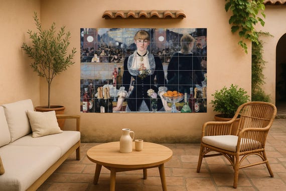 Un bar en el Folies-Bergère - Mural de azulejos de cerámica - Édouard Manet -… — vista 3