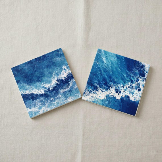 Diseño de olas del océano, con azulejos de mar azul, para decoración c
