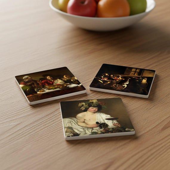 Baroque Masterpieces Ceramic Coaster Set — Posavasos de cerámica y corcho de Cerámicas La Noria