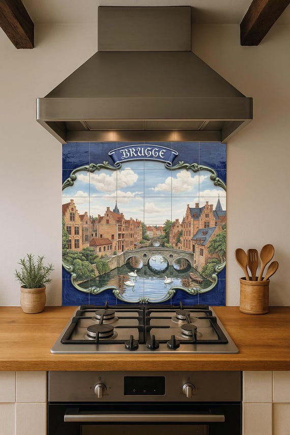 Mural de pared de cerámica del canal de Brujas — vista 4
