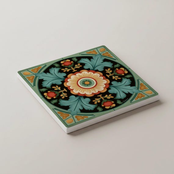 Oslo Noruega / Rosemaling Tile Coaster Set / Decoración del hogar de a — vista 4