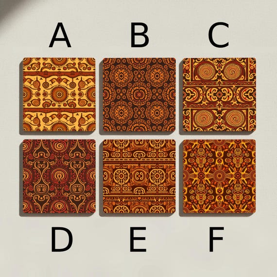 African Tribal Ceramic Coaster Set — vista 2