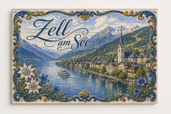 Mural de azulejos de cerámica de Zell am See, Austria — vista 4