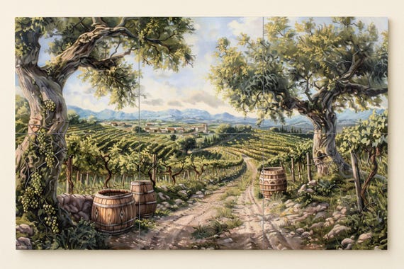 Mural de cerámica de viñedo — vista 3
