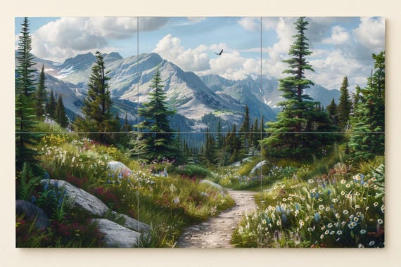 Mural de azulejos con flores silvestres alpinas — vista 3