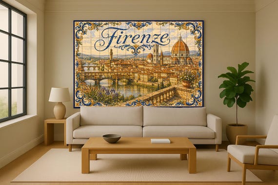 Mural de azulejos de cerámica del Duomo de Florencia, decoración de pared ren… — vista 2