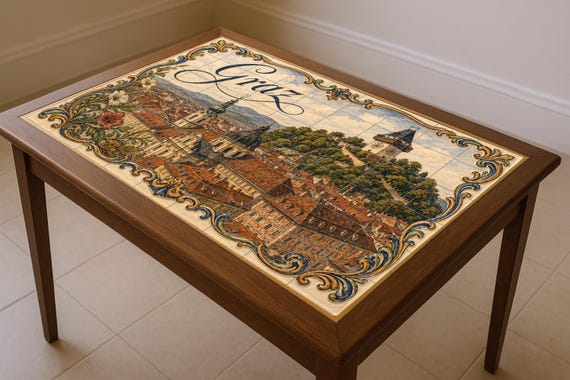 Mural de azulejos de cerámica de la torre del reloj de Schlossberg en Graz, A… — Mural cerámico de Cerámicas La Noria