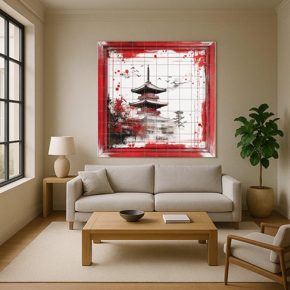 Mural cerámico de pagoda japonesa — vista 2