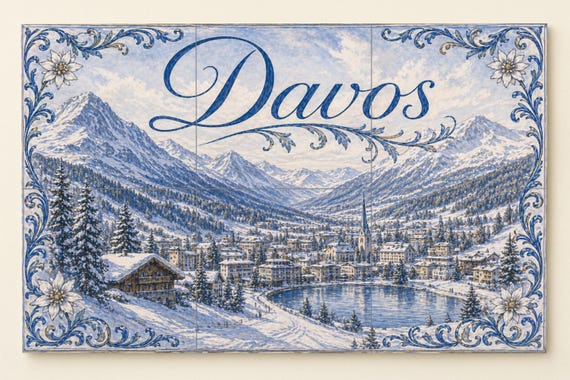 Mural de azulejos de cerámica de Davos, panel decorativo de pared con paisaje… — vista 3
