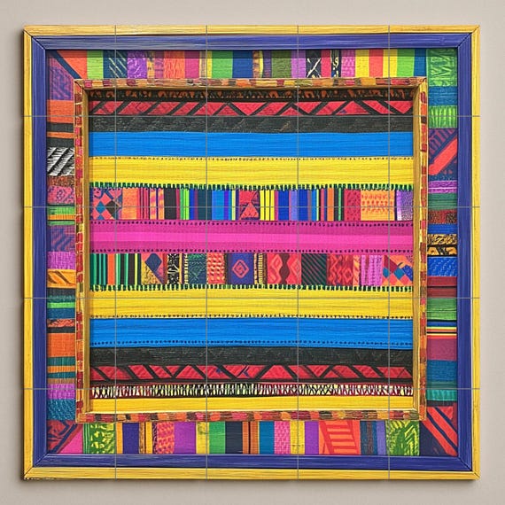 Mural cerámico de rayas coloridas — vista 3