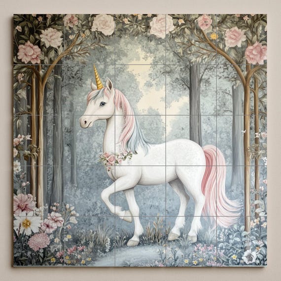 Mural de azulejos de unicornio encantado — vista 3