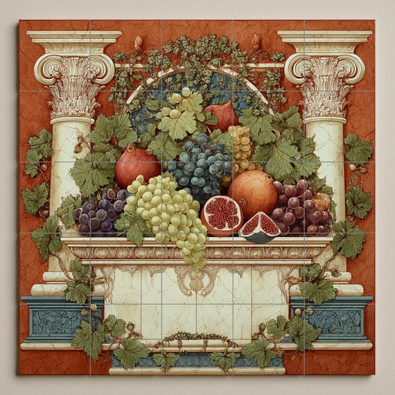 Mural de azulejos de frutas romanas — vista 3