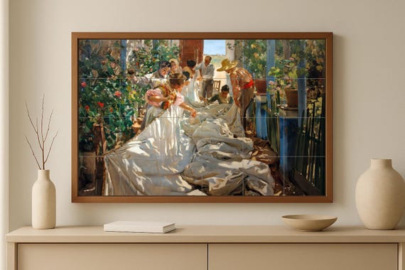 Mural de azulejos "Cosiendo la vela" de Sorolla — vista 4