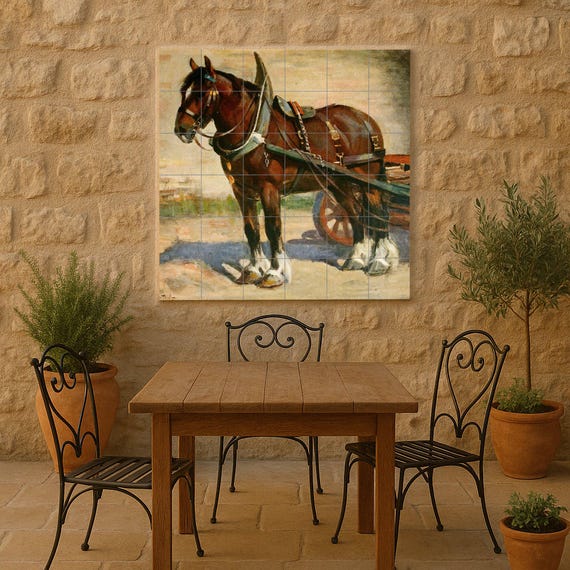 Mural de azulejos de caballo de tiro — vista 2