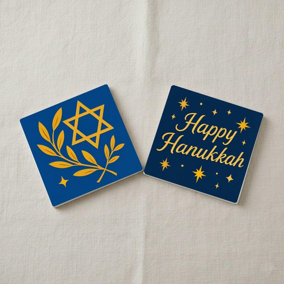 Para Hanukkah — Posavasos de cerámica y corcho de Cerámicas La Noria