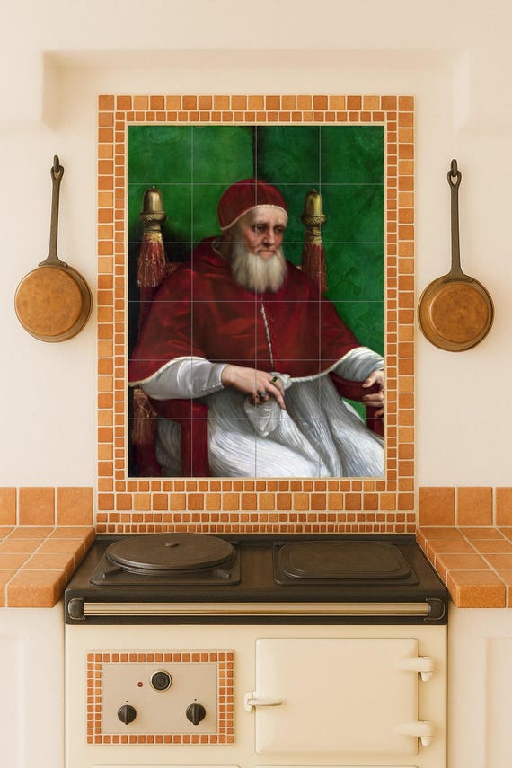 Mural de azulejos de cerámica con el retrato del Papa Julio II — Mural cerámico de Cerámicas La Noria