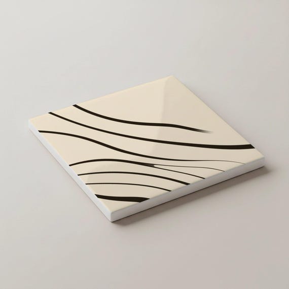Esmaltada con arte lineal abstracto, decoración minimalista moderna — vista 3
