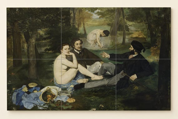 Mural de azulejos Le Dejeuner sur l’Herbe Manet — vista 2