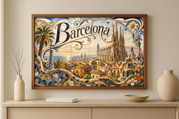 Mural de azulejos cerámicos de la Sagrada Familia de Barcelona, decoración de… — Mural cerámico de Cerámicas La Noria