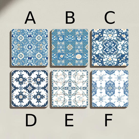 Azulejos portugueses - Posavasos de cerámica azul y blanca — vista 2