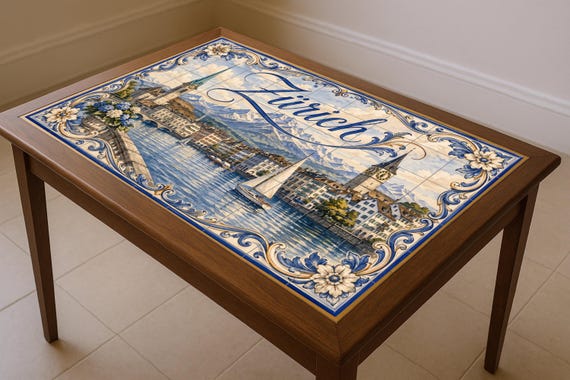 Mural de azulejos de cerámica de Zúrich, Suiza, arte mural de la ciudad lacus… — vista 3
