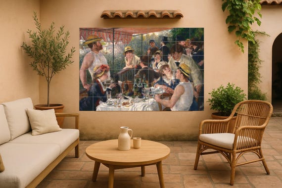 Mural de azulejos de cerámica "El almuerzo de los remeros" — Mural cerámico de Cerámicas La Noria