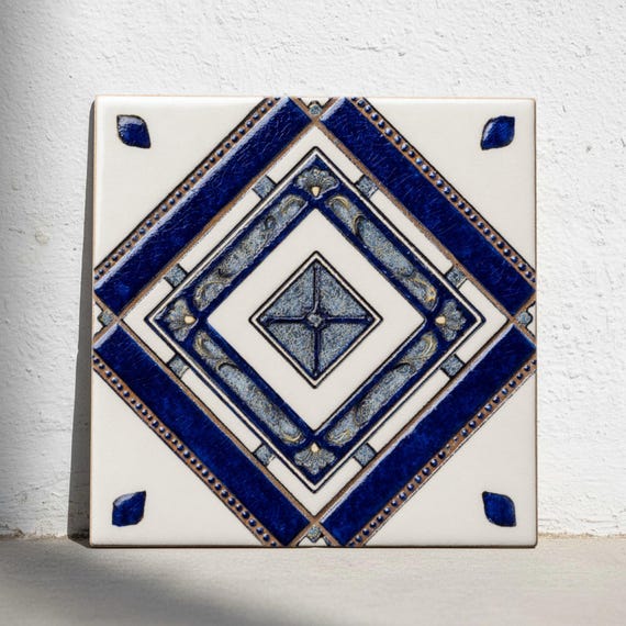 Cobalto estilo Monastic geometría — Azulejo decorativo de Cerámicas La Noria