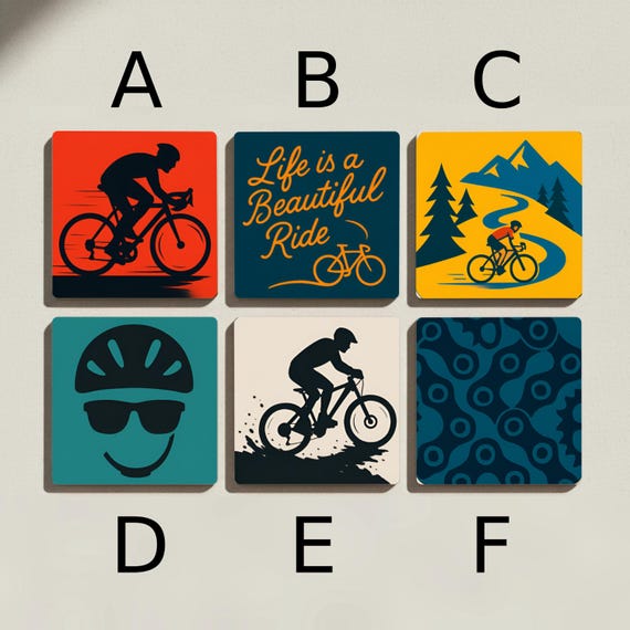 Temática de ciclismo / Posavasos de azulejos inspirados en bicicletas — vista 2