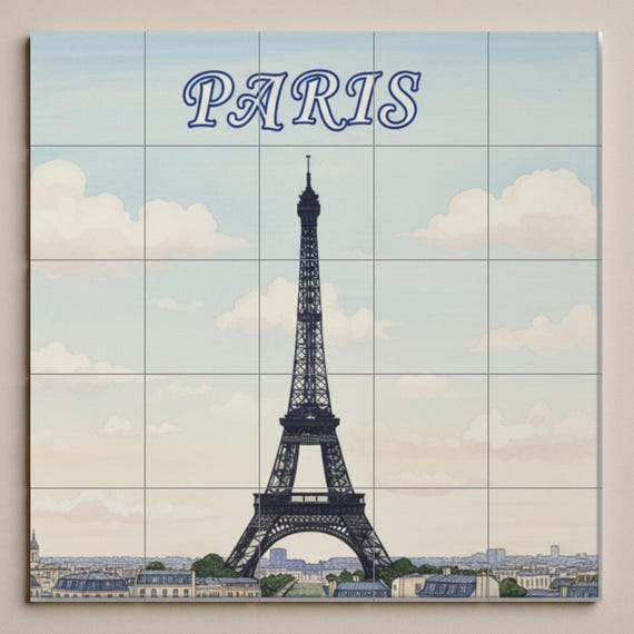 Mural de pared de cerámica de la Torre Eiffel de París — vista 2