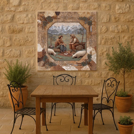 Mural de azulejos de pastores alpinos — vista 2