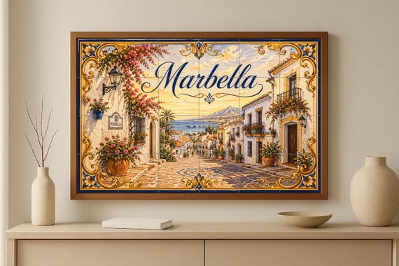 Mural de azulejos de cerámica andaluza de Marbella, decoración de pared en la… — vista 4