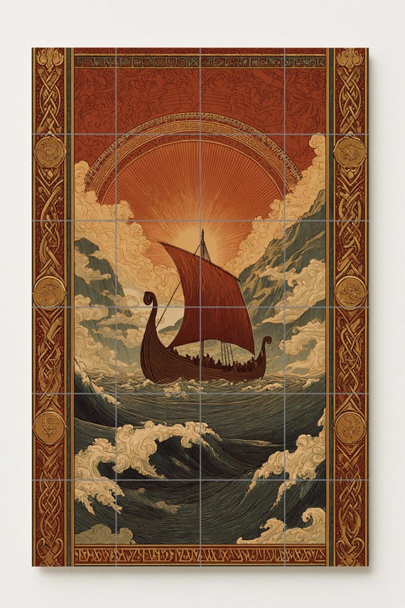Mural cerámico de viaje vikingo — vista 4
