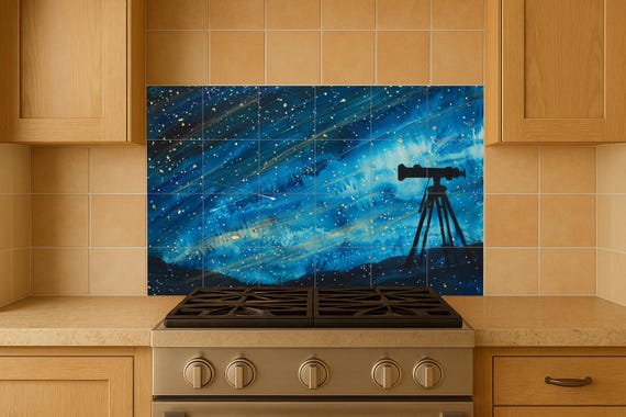Mural nocturno de observación de estrellas — Mural cerámico de Cerámicas La Noria