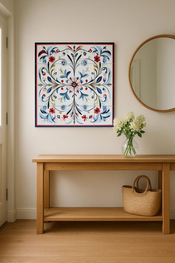 Mural cerámico noruego Rosemaling — vista 4