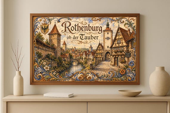 Mural de azulejos de cerámica de Rothenburg ob der Tauber, arte mural de un p… — vista 3
