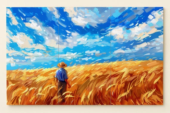 Mural de campo de trigo estilo Van Gogh — vista 3