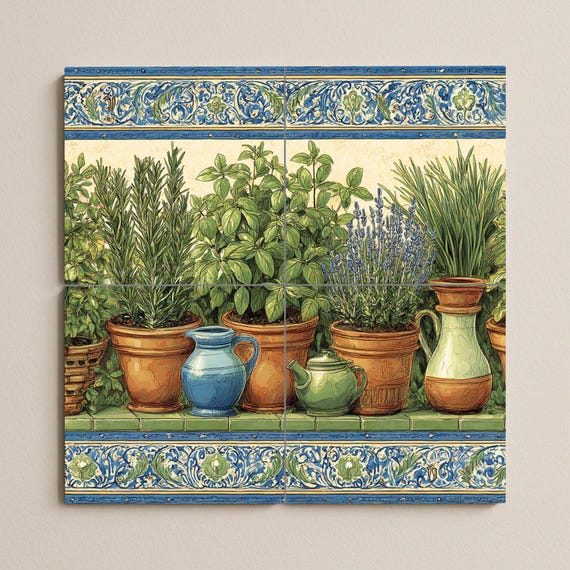 Mural de azulejos de jardín de hierbas — vista 3