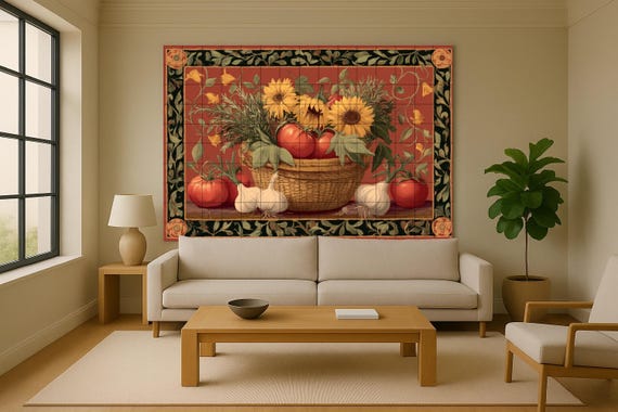 Mural de cocina con girasoles y tomates — vista 4