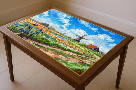 Mural de azulejos de un campo de tulipanes holandeses — vista 4