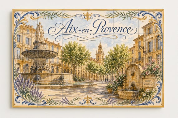Mural de azulejos de cerámica de Aix-en-Provence, arte mural de la Provenza f… — vista 3