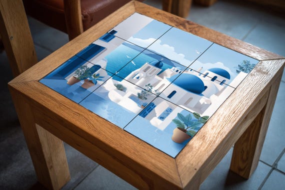 Mural de azulejos de cerámica de pueblo costero — vista 4