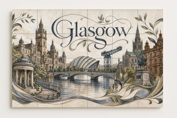 Mural de azulejos de cerámica de Glasgow, Escocia, arte mural del río Clyde, … — vista 4
