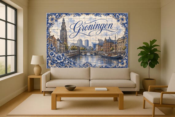 Mural de azulejos de cerámica de Groningen, Países Bajos, arte mural de la ci… — vista 2